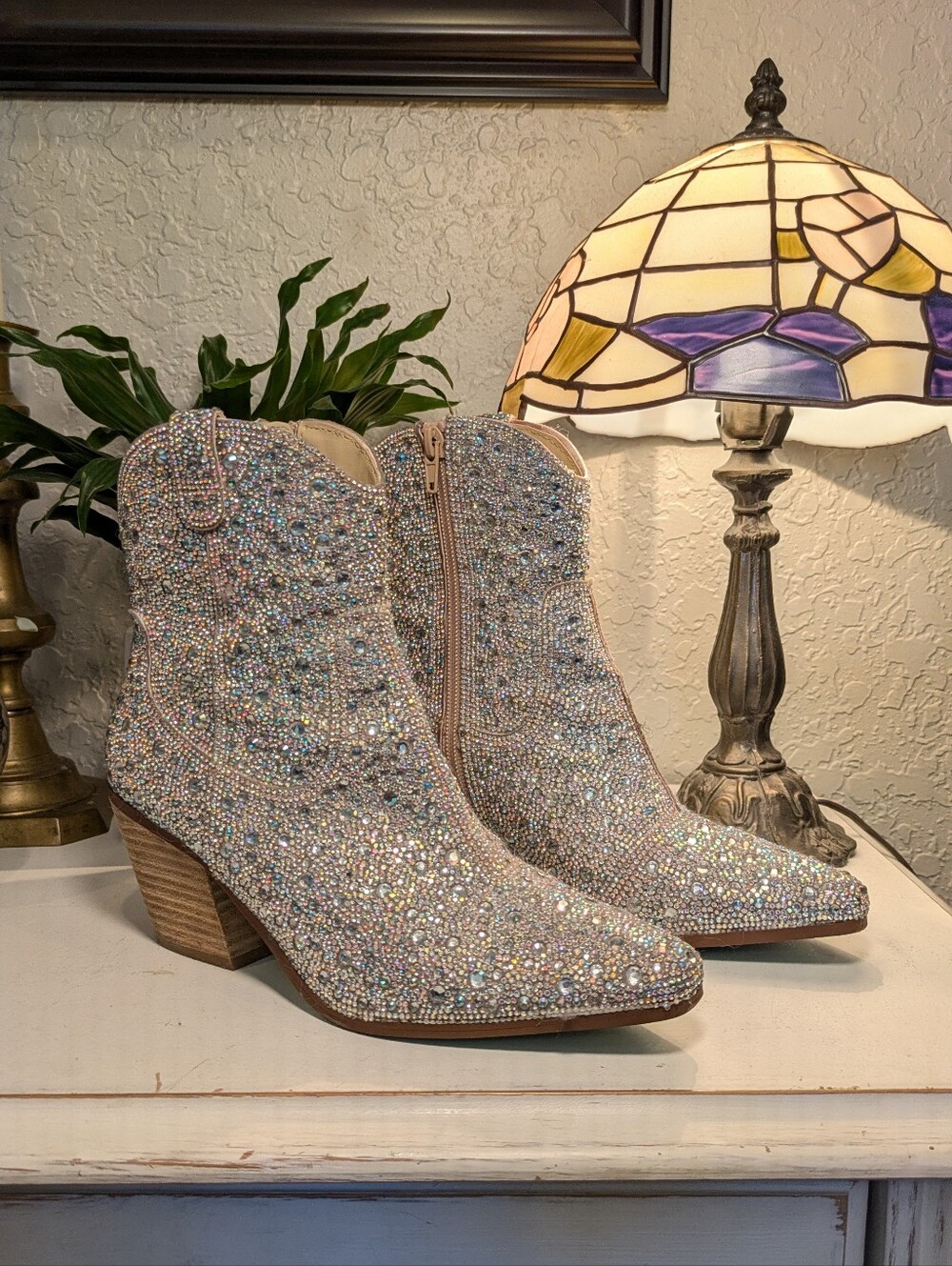 Betsey Johnson Diva Rhinestone Western Ankle Boots